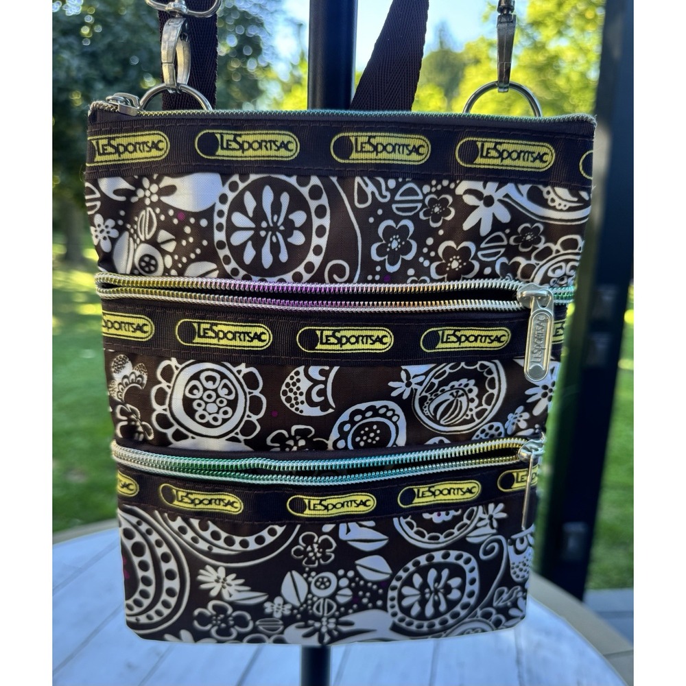 LeSportsac Limited Edition Crossbody Bag Brown Floral Multi Zip NWT